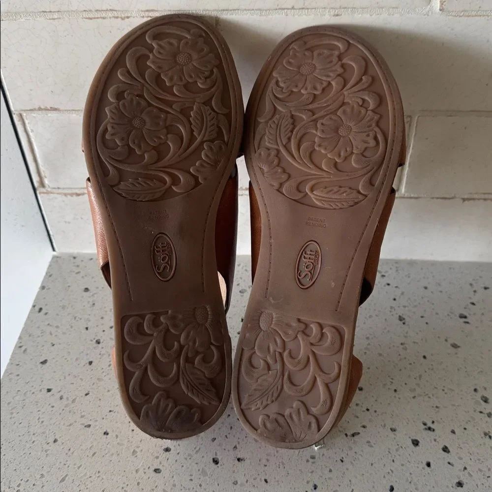Sofft Cognac Brown Leather Sandals Open Toe Casual Comfortable Women’s Size 10M